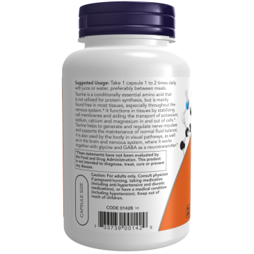 Now Foods Taurine 1000mg 100caps l MuscleBody.gr