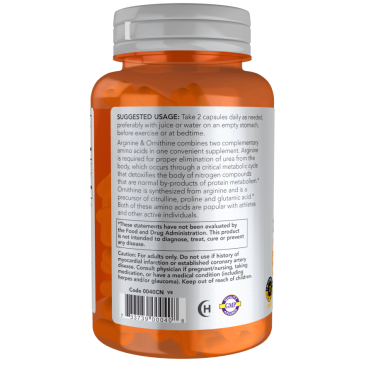 NOW Foods Arginine & Ornithine 100caps | MuscleBody.gr