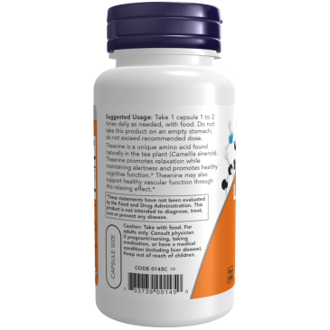 NOW Theanine 100mg 90vcaps | MuscleBody.gr