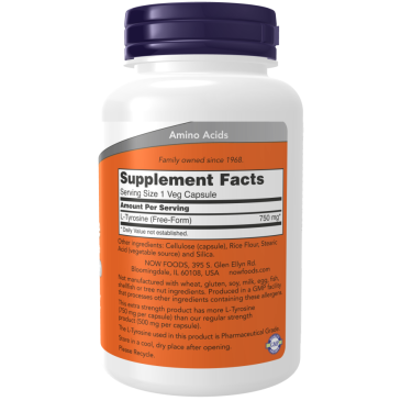 Now Foods L-Tyrosine 750mg 90vcaps | MuscleBody.gr